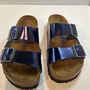Birkenstock 37 Reg Metallic Sapphire with Box